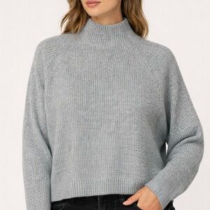 Ted Baker London Grey Ribbed Mock Neck Batwing Sweater L-1X